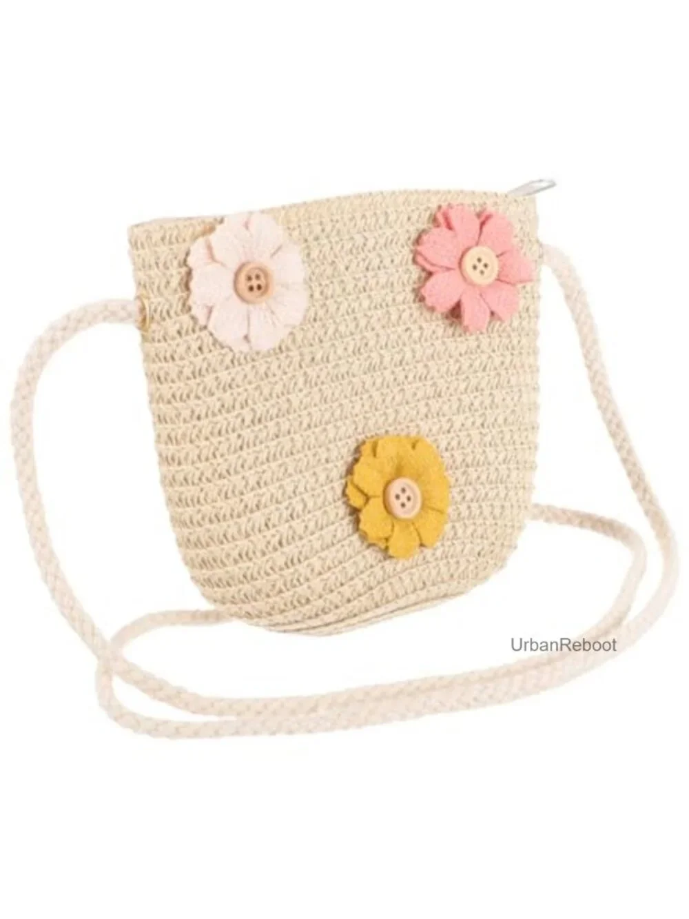 Little Girls Straw Crossbody Bag Handwoven Summer Shoulder Purse Woven Beach